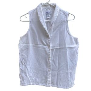 Anne Lewin a NYC DESIGNER white sleeveless cotton top for women